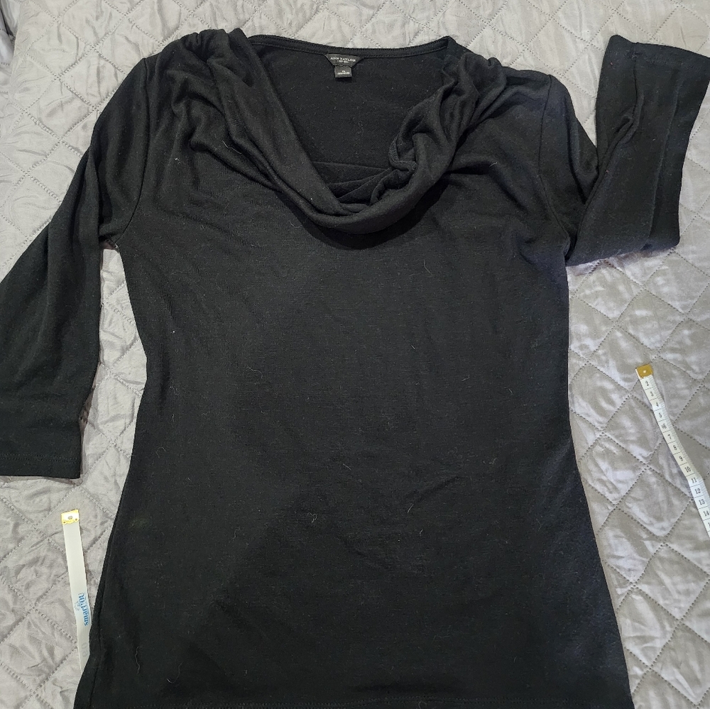 Ann Taylor cowl neck black top Small